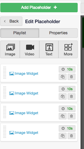 Screenshot of Image Playlist for slideshow in Rise Vision